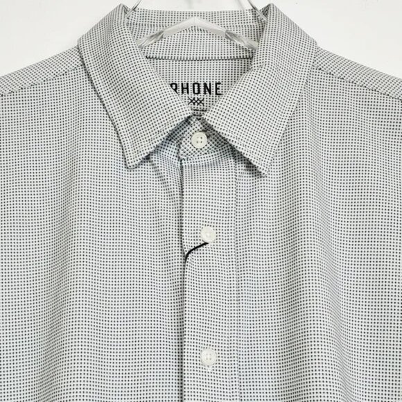 Rhone Commuter Shirt Slim Fit (Pine Green Geo Dot) Long Sleeve stretch NWT - Picture 2 of 9